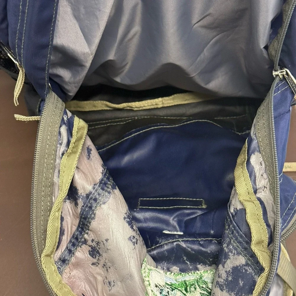 Y2K L.L. Bean Backpack Dinosaur Travel Book Gym Reflective Embroidered Blue Rare